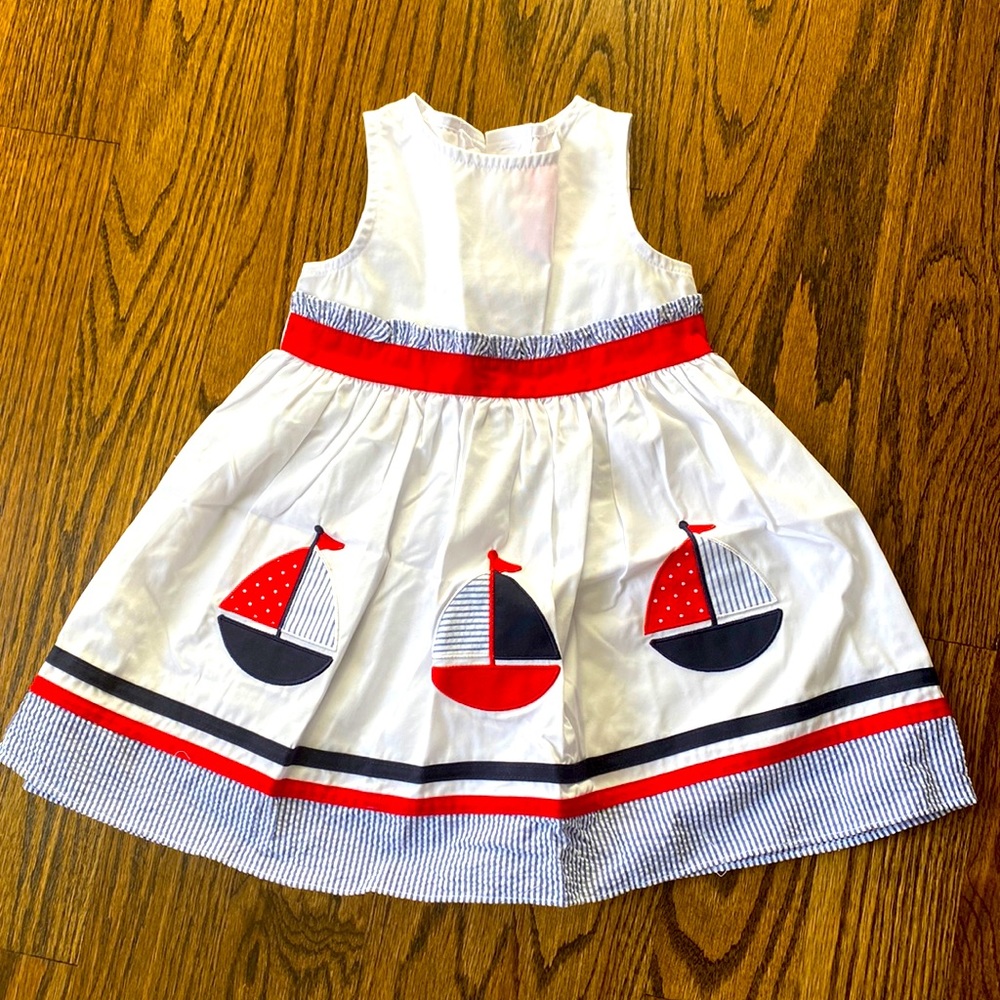 White sailboat dress 2T. Like new